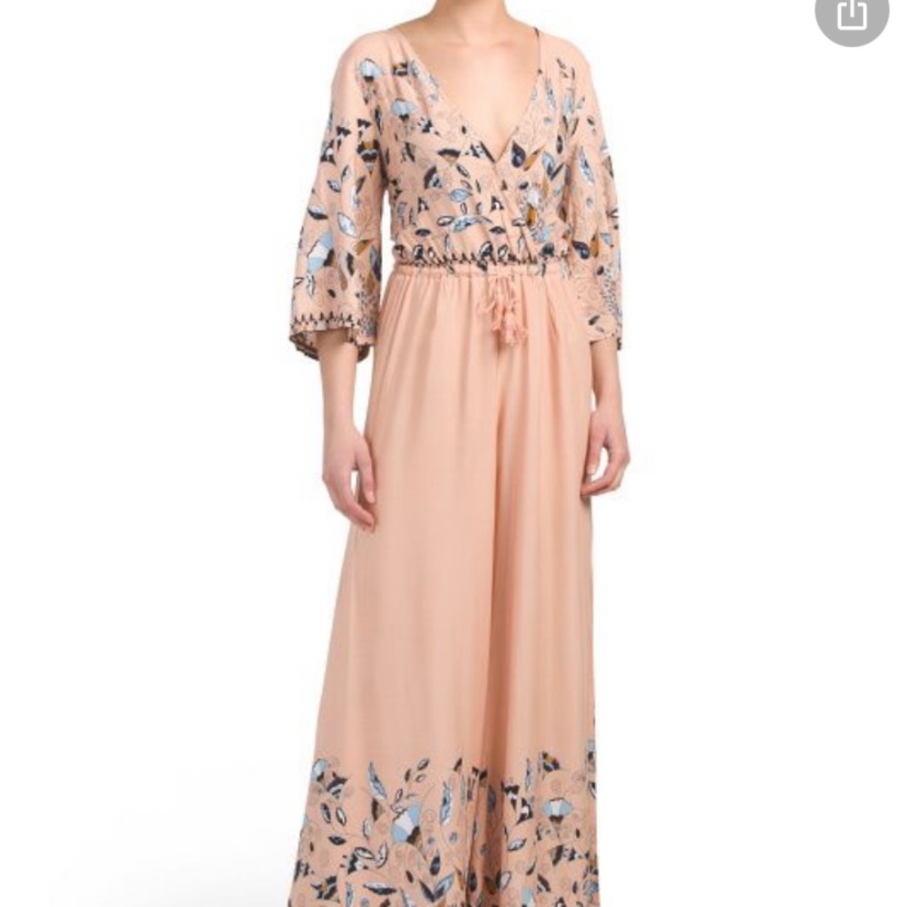 JAASE Peach Floral Summer Dress Sz S